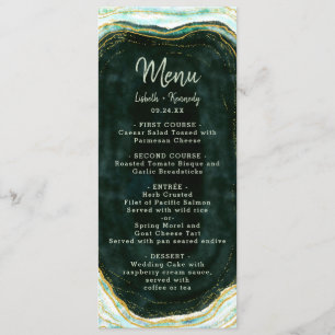 Teal Green & Gold Agate Marble Geode Rock Dinner Menu