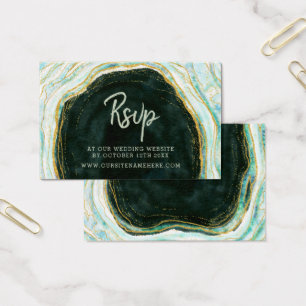 Teal Green & Gold Agate Website RSVP Insert Cards