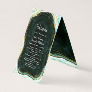 Teal Green & Gold Agate Wedding Ceremony Program