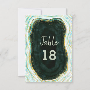 Teal Green & Gold Agate Wedding Table Numbers
