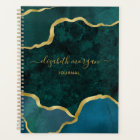 Teal Green Gold Glitter Agate Geode Name