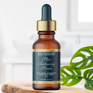 Teal Green & Gold Small Dropper Bottle Label