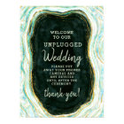 Teal Green & Gold Unplugged Wedding Table Sign