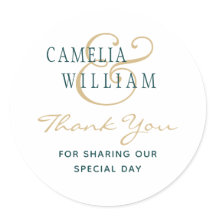 Teal Green Gold Wedding PHOTO Thank You Gift Tags