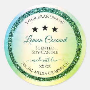 Teal Green Gradient Glitter Sparkle Product Labels