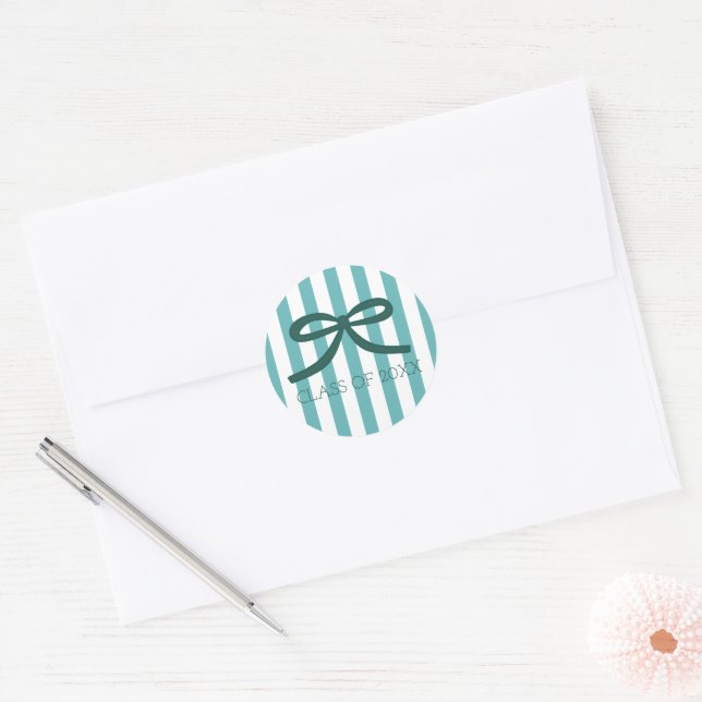 Teal Green Graduation Classic Round Sticker (Envelope)