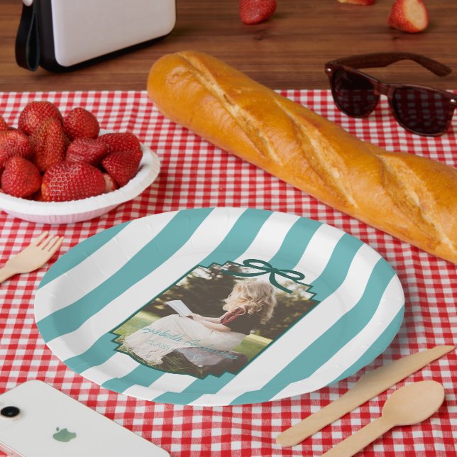 Teal Green Graduation Paper Plate (Picnic)