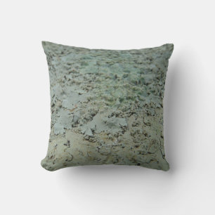 teal green grey lichen abstract pattern pillow
