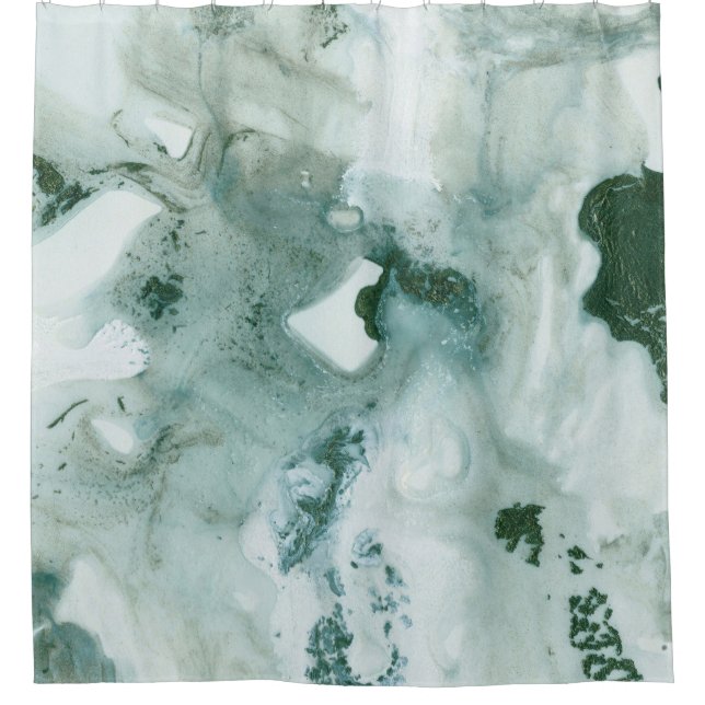 Teal Green Ink Marble Glam #1 #wall #decor #art  Shower Curtain (Front)