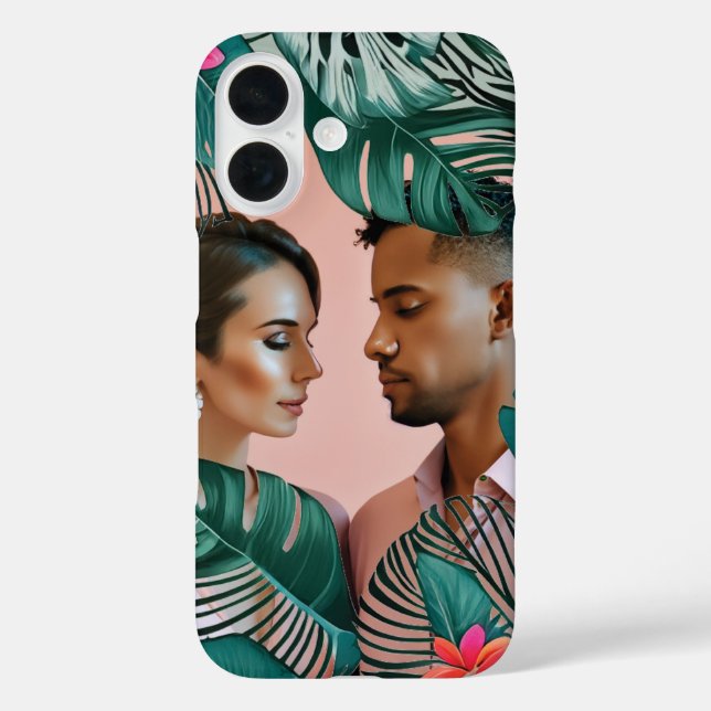 Teal Green Jungle Leaves Tropical Elegance Photo Case-Mate iPhone Case (Back)