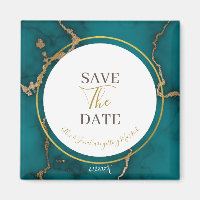 Teal Green Kintsugi Geode Wedding Save the Date