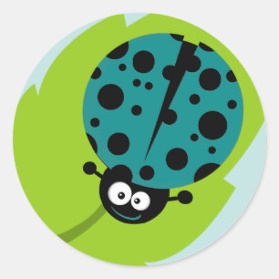 Teal Green Ladybug Classic Round Sticker