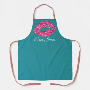 Teal Green Lips Beauty Salon Apron