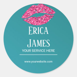 Teal Green Lips Beauty Salon Classic Round Sticker