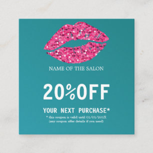 Teal Green Lips Beauty Salon Discount Card