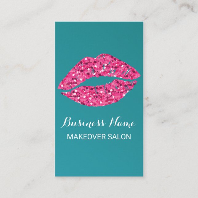 Teal Green Lips Beauty Salon Loyalty Card (Front)