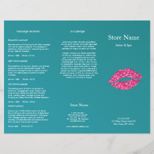 Teal Green Lips Beauty Salon Trifold Bruchure