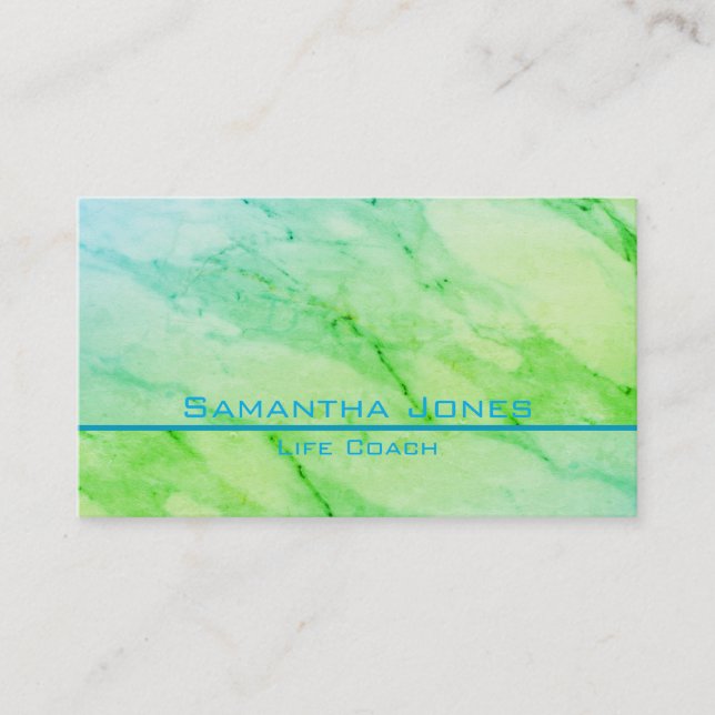 Teal Green Marble, watercolor abstract pattern Business Card (Front)