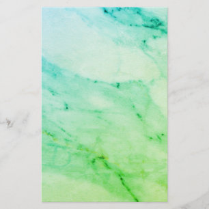 Teal Green Marble, watercolor abstract pattern Stationery