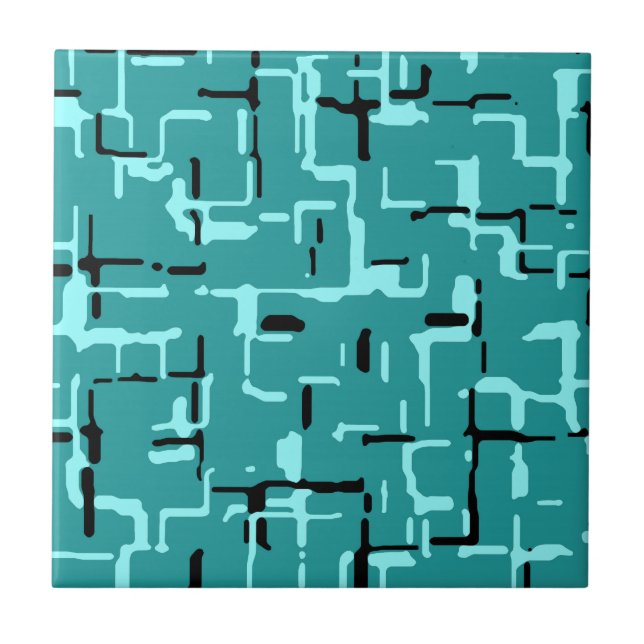 Teal Green Modern Pattern Tile (Front)