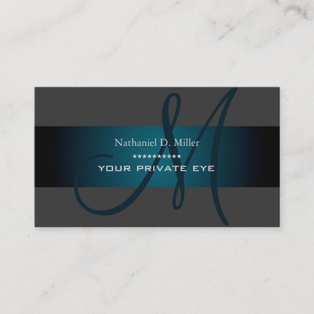 Teal Green Monogram/diy background colour Business Card (Front)
