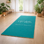 Teal green monogram initials name yoga mat<br><div class="desc">A trendy teal,  green coloured background. Personalise and add your first name,  monogram initials and full name. 

Back: no design</div>