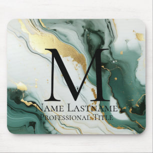 Teal Green Monogram Mouse Mat