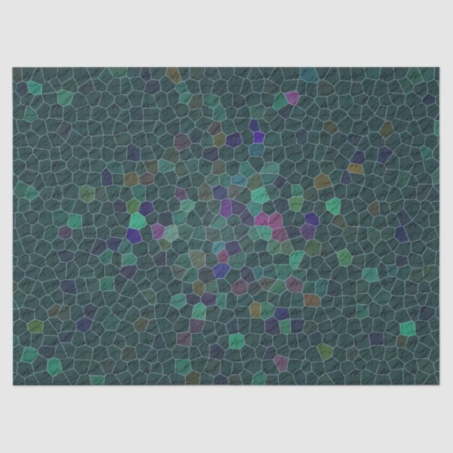 Teal Green Mosaic Mini Hexagon Tile Pattern Tissue Paper (Front)