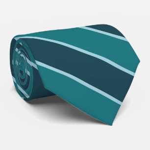 Teal Green, Muted Cyan And Soft Blue Stripes       Tie