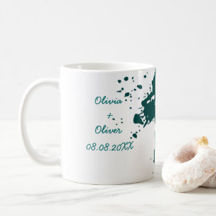 Teal Green Paint Splashes Wedding Favour Coffee Mug