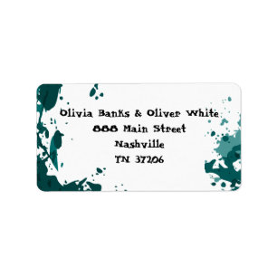 Teal Green Paint Splatter - Address Label