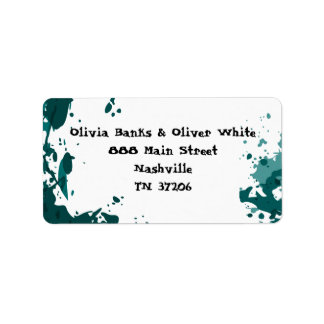 Teal Green Paint Splatter - Address Label