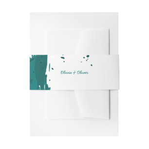 Teal Green Paint Splatter - Belly Band Invitation Belly Band