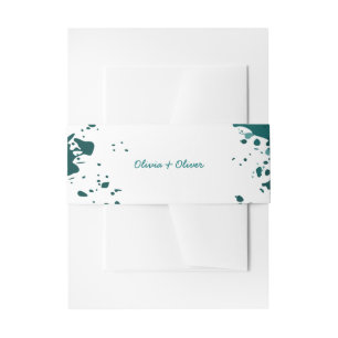 Teal Green Paint Splatter - Belly Band Invitation Belly Band