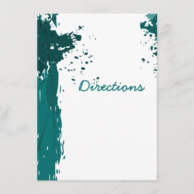 Teal Green Paint Splatter -  Directions Enclosure Card (Front)