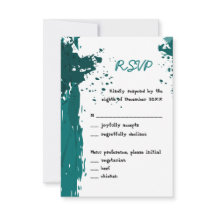 Teal Green Paint Splatter - Invitation RSVP