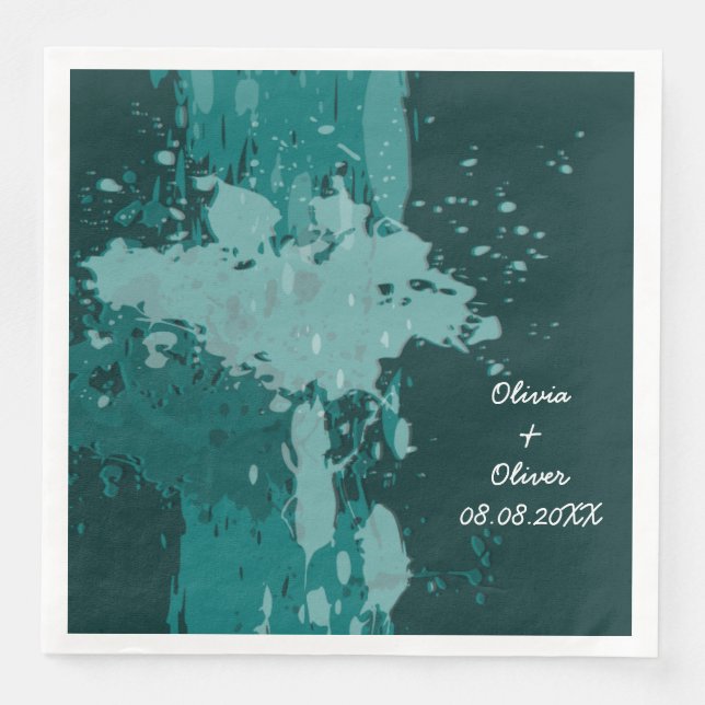 Teal-Green Paint Splatter Napkin (Front)