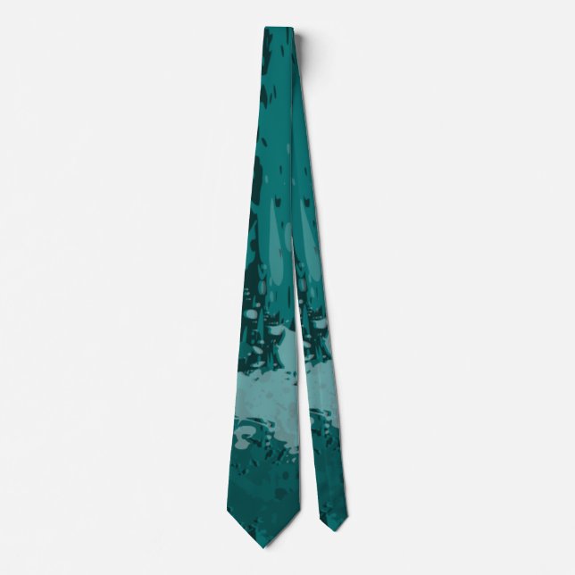 Teal Green Paint Splatter Party Gift - Tie (Front)