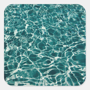 Teal Green Pool Pattern Square Sticker
