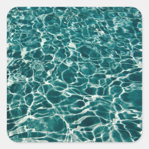 Teal Green Pool Pattern Square Sticker