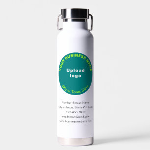 Teal Green Round Business Brand on Insulated Water Bottle