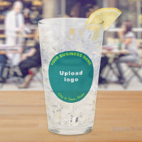 Teal Green Round Shape Business Brand on Glass Cup