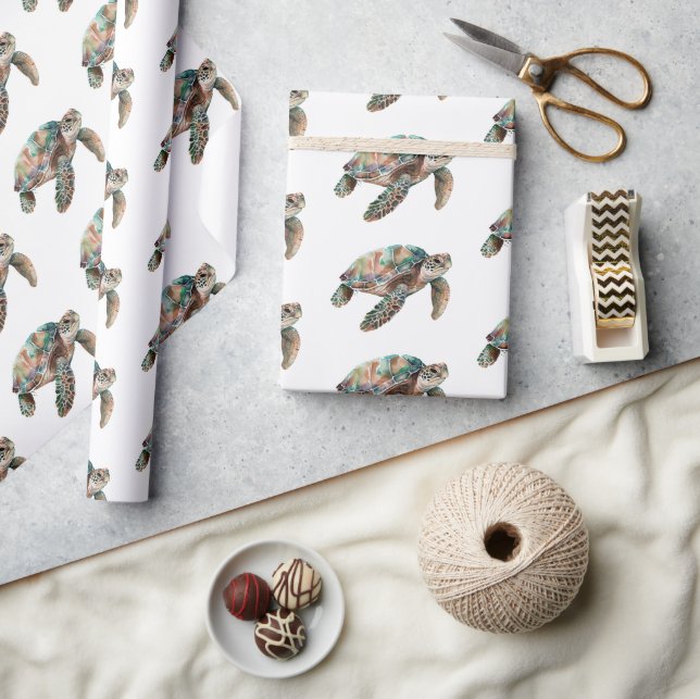 Teal Green Sea Turtle Wrapping Paper (Crafts)