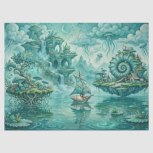 Teal Green Seascape Dream Surreal Fantasy Tissue Paper