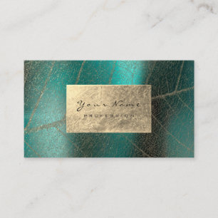 Teal Green Sepia Gold Foil Botanical Delicate Business Card