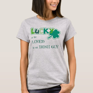 Teal Green Shamrock Lucky to be Loved Irish T-Shirt