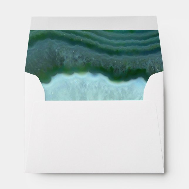 Teal Green - Silver Geode Agate Wedding Envelope (Back (Bottom))