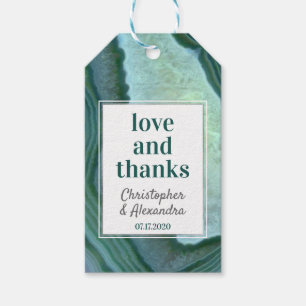 Teal Green - Silver Geode Agate Wedding Gift Tags