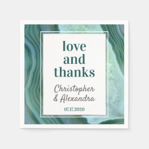 Teal Green - Silver Geode Agate Wedding Napkin