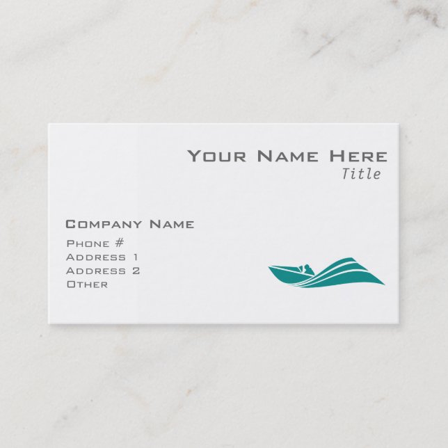 Teal Green Speed Boat Business Card (Front)